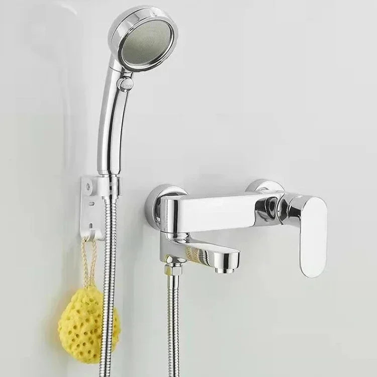 Brass Shower Bathroom Bathtub Faucet with Swivel Tub Spout Wall Mounted Hot and Cold Water Mixer Valve Household Bath Tap
