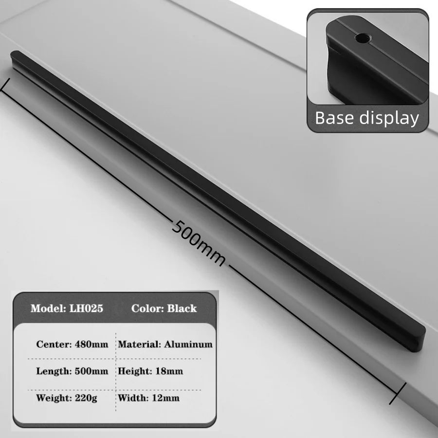 Modern Long Cabinet Handles Hidden-style Aluminum alloy Wardrobe Drawer Handle 800mm 1000mm Furniture Pulls