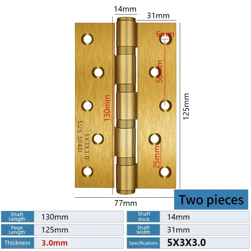 A Pair Of Stainless Steel Door Butt Hinges Furniture Hardware Decorative Accessories 4/5 Inch High-Quality Folding Hinges