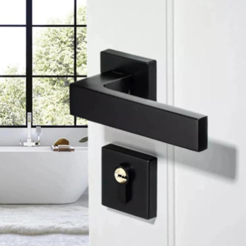 For Bedroom Interior Door Handle Lock Black Door Lock Reliable Security Versatile Application For Living Room Doors