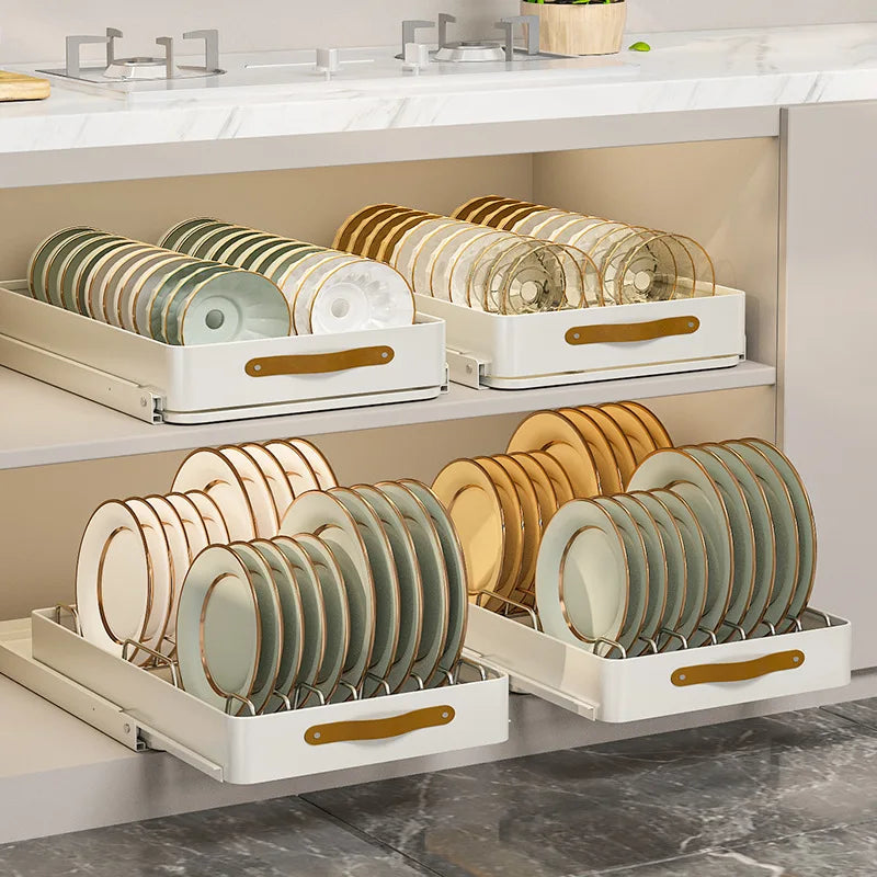 Kitchen Pull Out Shelf Slide Drawer Cabinet Slide out Shelf Dishes Organizer Cabinets Organizer with Handle Kitchen Drawer