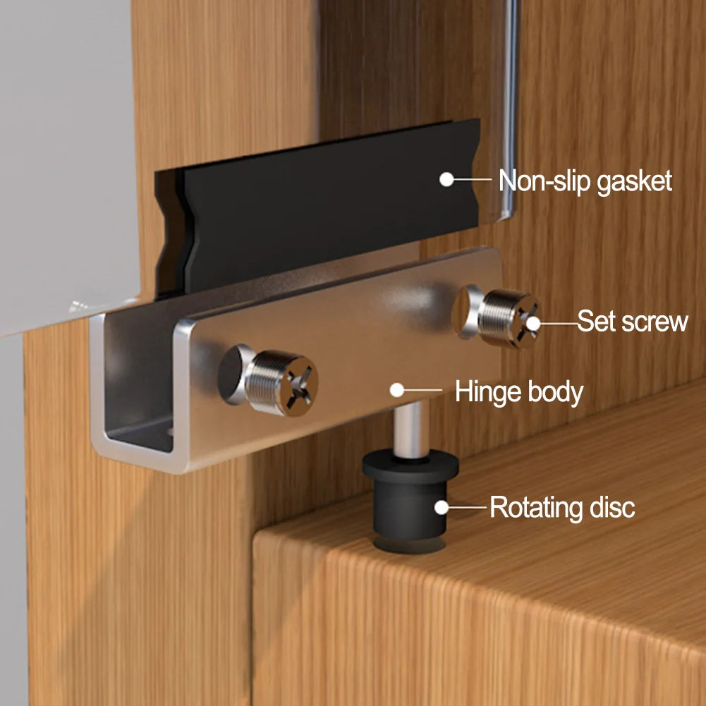 2Pcs Glass Door Hinges Stainless Steel No Drilling Rust-Proof Black Pivot Door Hinge Suitable For 5~6mm Glass Doors