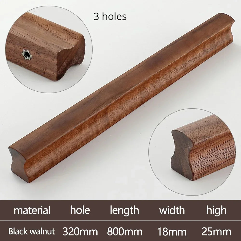 Wooden Furniture Handles Walnut Kitchen Cabinet Handles Drawer Knobs Handles for Cabinets and Drawers Long Wardrobe Pulls