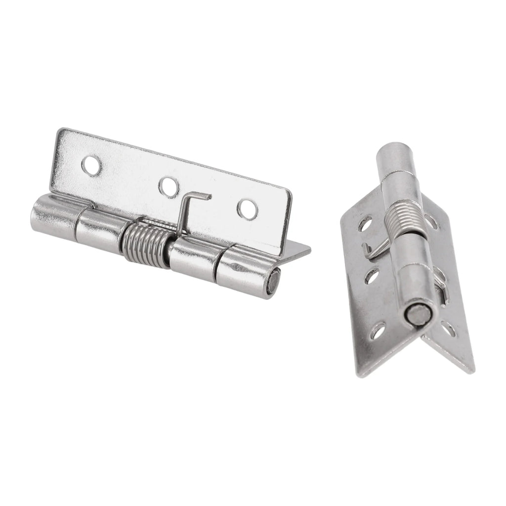 2pcs 1/1.5/2/3Inch Silver Spring Door Hinge Stainless Steel Self Closing Design Windows Cabinets Boxes Household Hardware