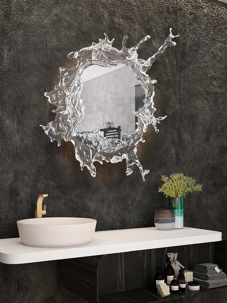 Bathroom Mirror Mounted On The Wall Rounded Rectangle With LED Lighting And Heating Defogging Function For Cold Area Apartments