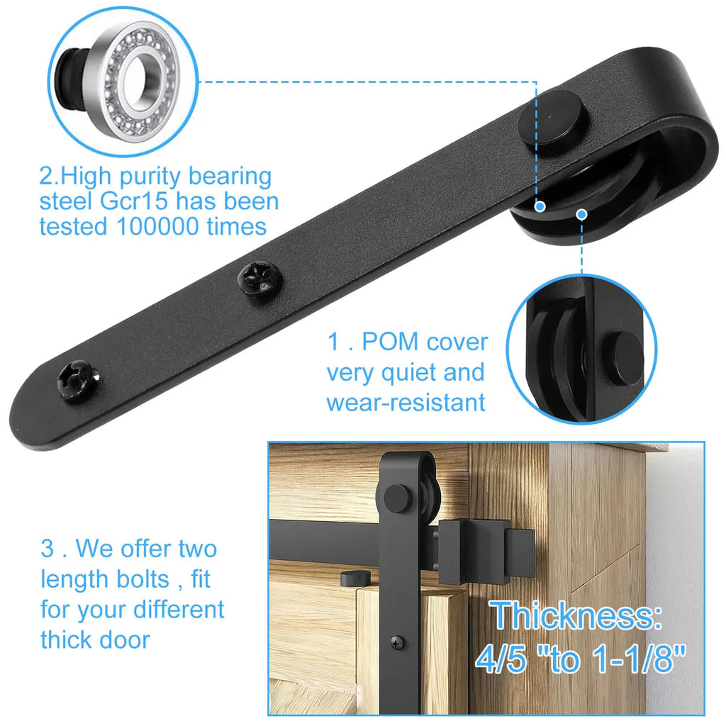 Barn Door Hardware Kit  Heavy Duty Sturdy Sliding Barn Door Track Smoothly and Quietly J Shape Hanger Cupboard Door Panel Access