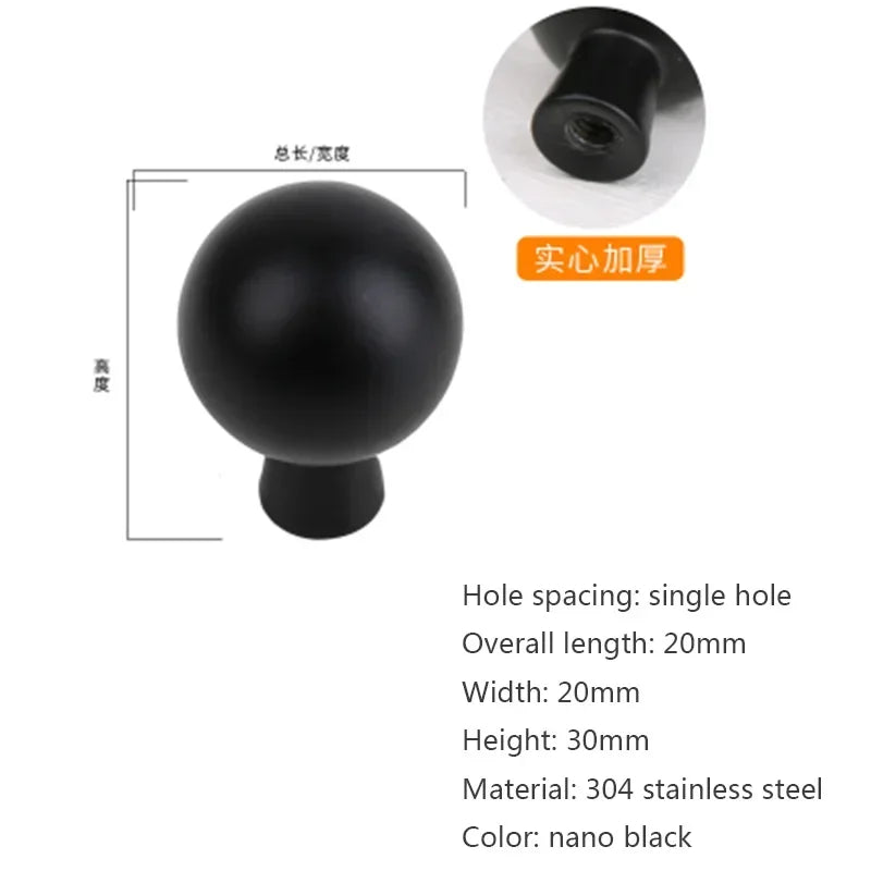 Modern Simple Wardrobe Door Handle, 304 Stainless Steel European Black Cabinet Single Hole Drawer Small Pull, Drawer Knob