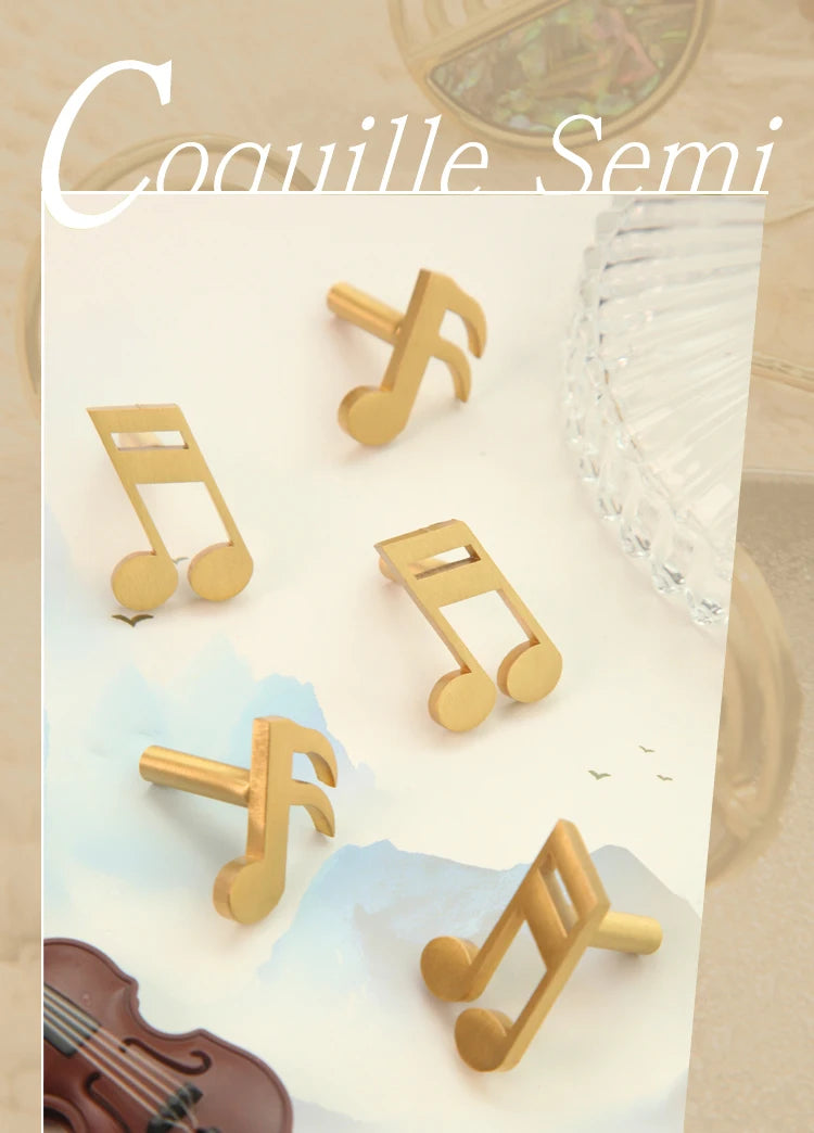 Musical Note Brass Furniture Handles and Knobs for Kitchen Cabinet Modern Dresser Door Handle Drawer Pulls