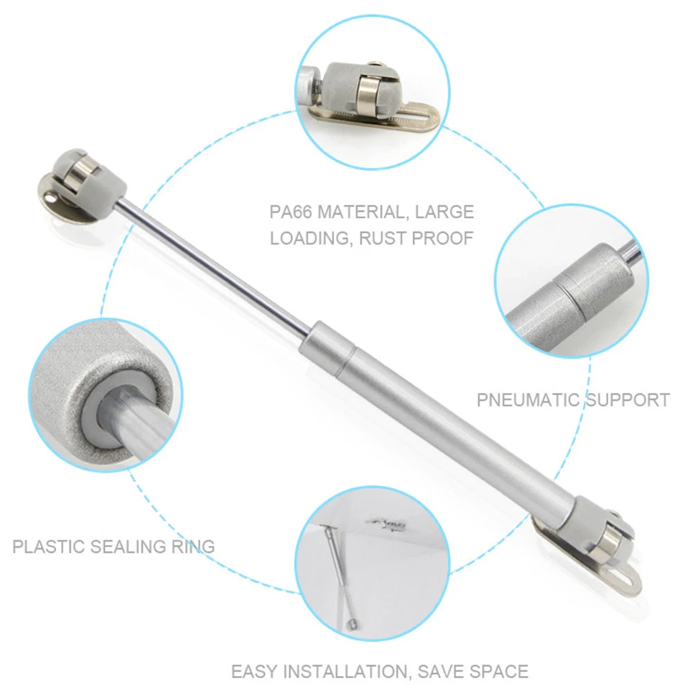80N/100N 2pc Pneumatic Support Cabinet Hinges Silent Hydraulic Furniture Door Lift Support Stay Soft Close Open Cabient Hardware