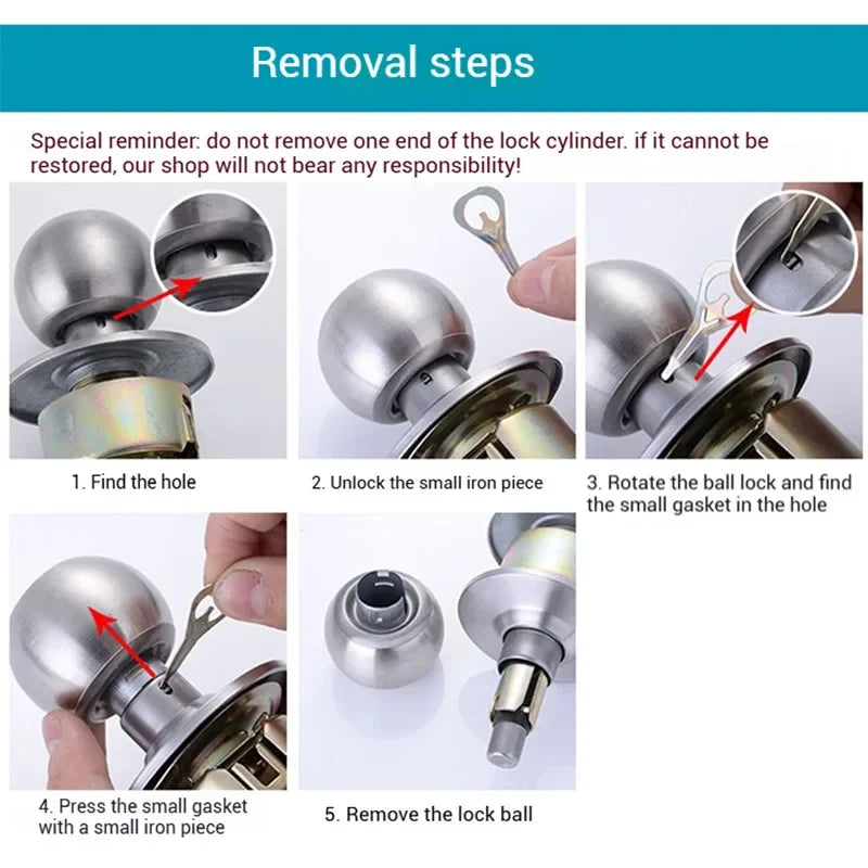 ZEXEF Stainless Steel Round Door Knobs Rotation Lock Knobset Handle Metal Door Knob With Key For Bedrooms Living Rooms Bathrooms