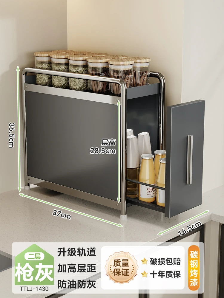 Adjustable Pull-Out Spice Rack for Kitchen Multi-Layer Narrow Storage Shelf Condiment Organizer Salt And Pepper Box