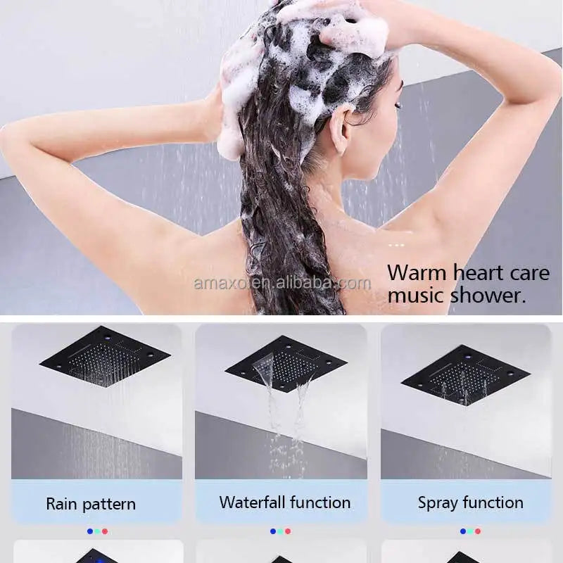 Popular Bathroom Accessories LED Shower Head Set Smart Music Shower Head Faucet Rainfall Waterfall Mist Bathroom Spray Shower