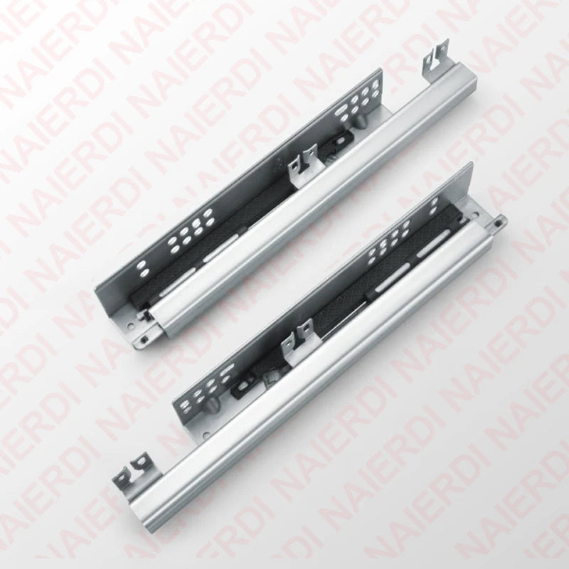 NAIERDI 1Pair 10"-20" Under Mount Hydraulic Drawer Slides Rails Soft Close 2 Section Damper Buffer Hidden Tracks Drawer Rails