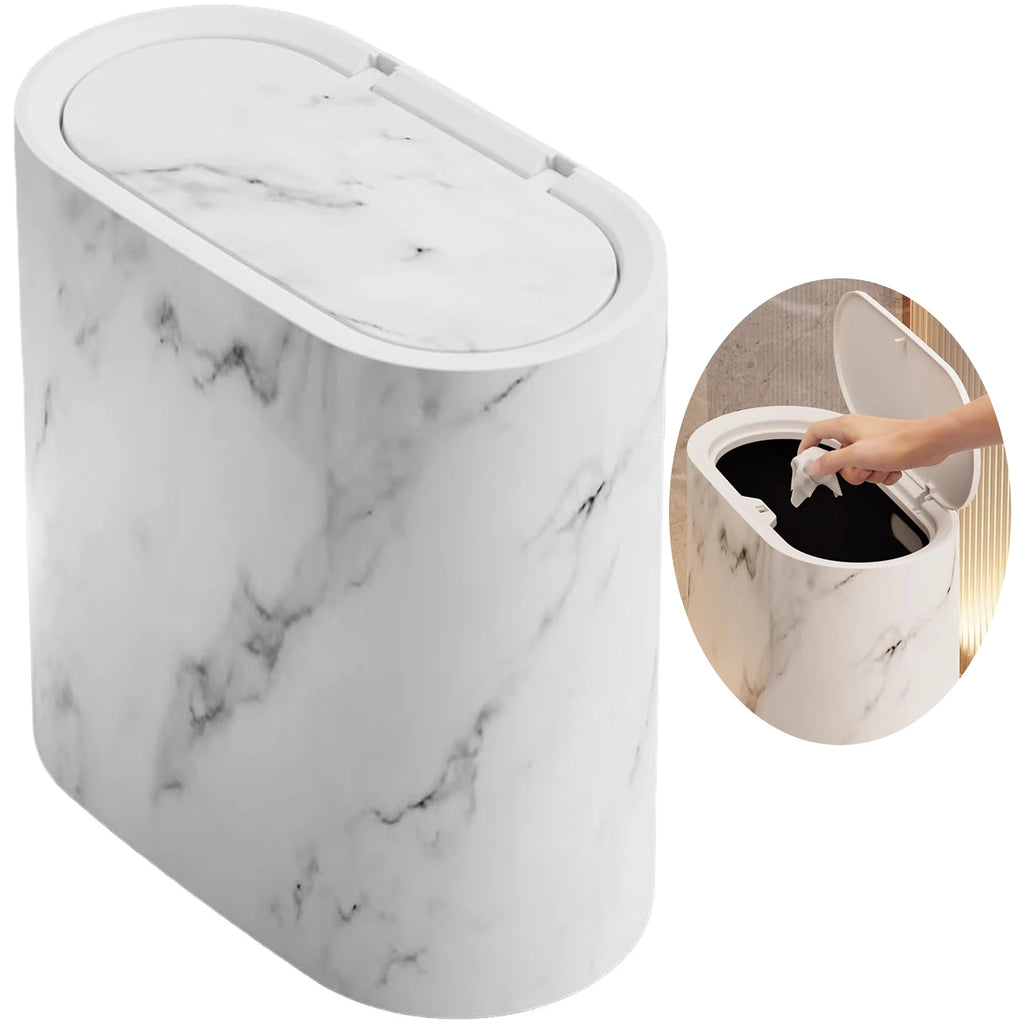 Bathroom Trashcans with Lids Narrow Wastebasket Modern Waste Basket for Home School Office Apartment