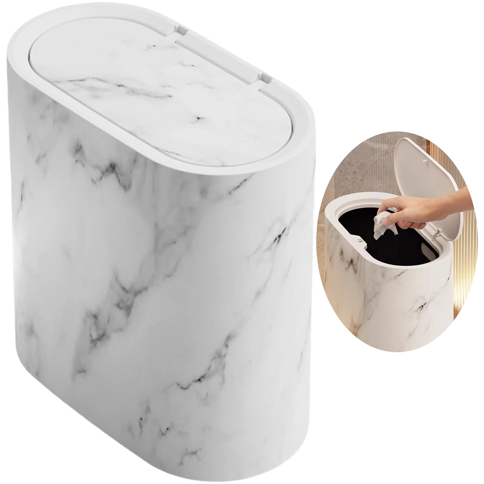 Bathroom Trashcans with Lids Narrow Wastebasket Modern Waste Basket for Home School Office Apartment