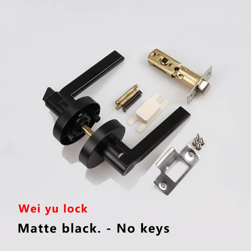 Door Lock Household Universal Silent Toilet Indoor Bedroom Lock Three-bar Handle Lock Old-Fashioned Spherical Round Door Lock