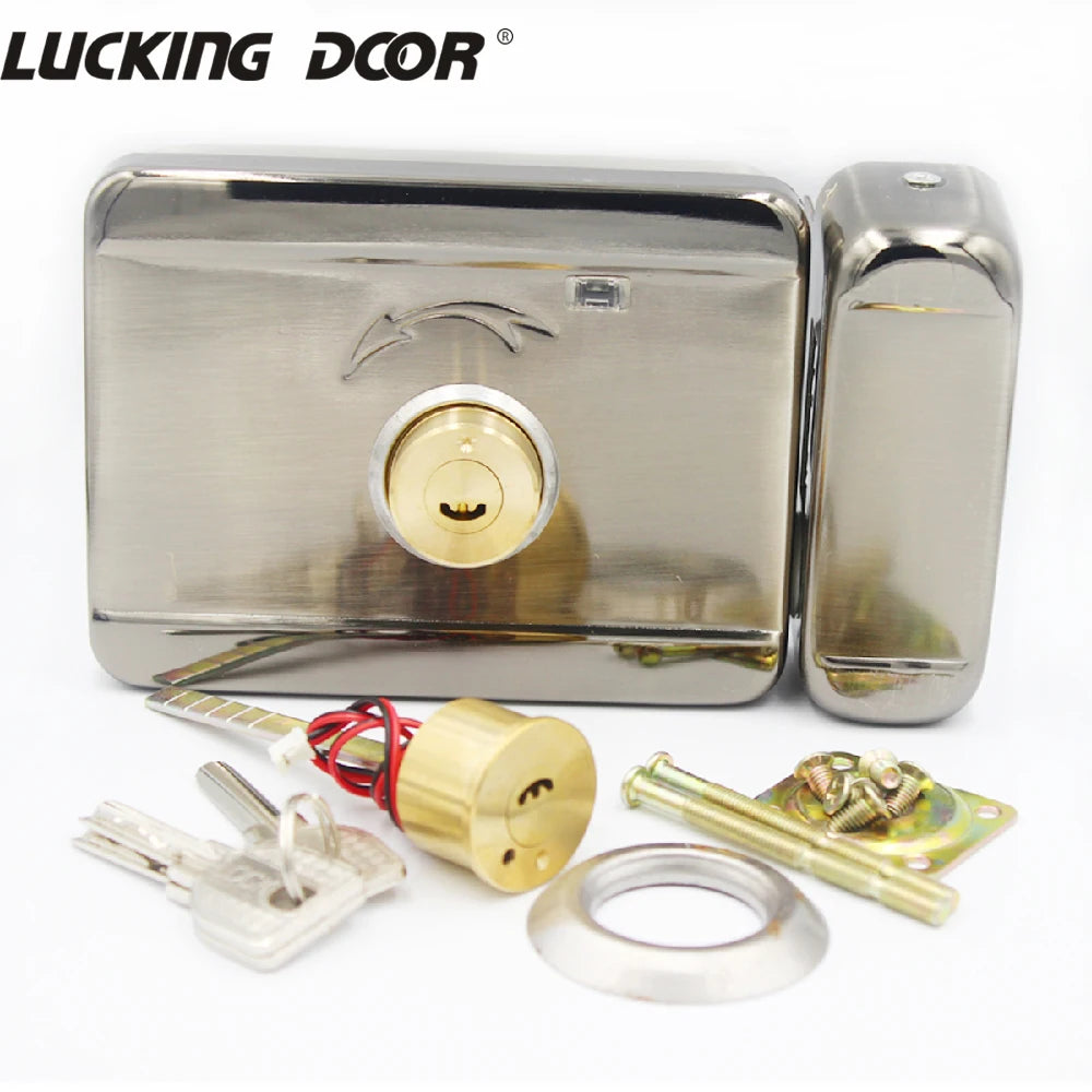 DC 12V Metal Electric Lock Gate Lock Strike Lock Access Control System Electronic Integrated Door Rim lock