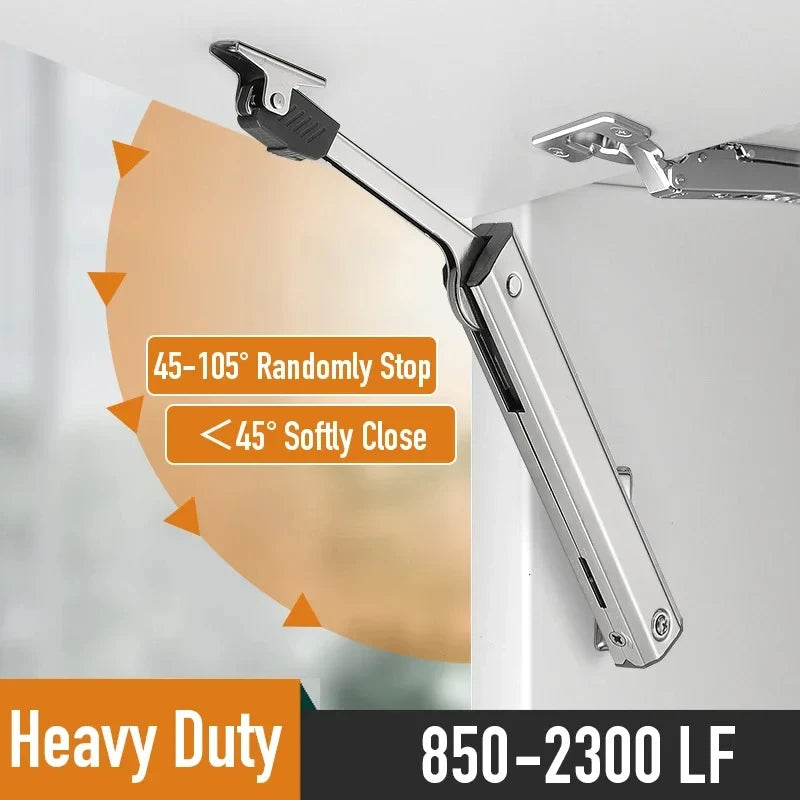 Heavy Duty Hydraulic Cabinet Hinge Randomly Stop Soft Closing Kitchen Hinges Adjustable Door Support Lift Up Door Hardware