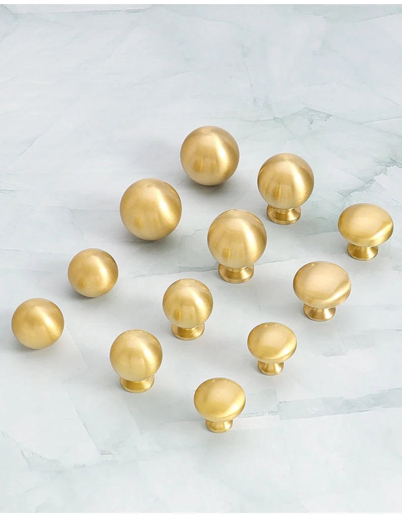 Brass Round Ball Furniture Handles Drawer Knobs Cabinet Gloden Wardrobe Door Pulls  Modern Minimalist Bathroom cabinet