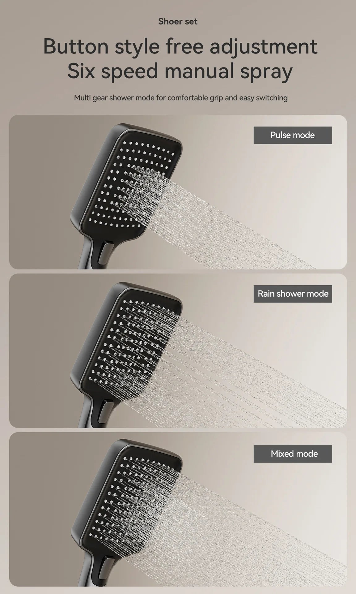 Bathroom Multifunction Shower System Set Household Rotary Knob Hot and Cold Water Pressurize Gunmetal Gray Aluminum Shower Set