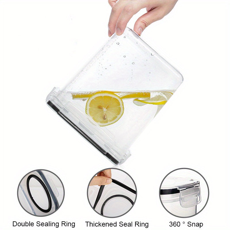 Set of 3 2.5L/4L Sealed Grain Storage Containers Clear PP Kitchen Storage Boxes Fresh-keeping Buckets with Pen Labels