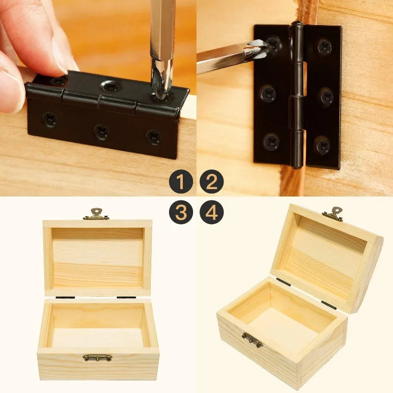 Black Door Hinges Stainless Steel Butt Hinges with Screws Cabinet Drawer Furniture Hinges Mounting Plate Flat Fixing Brackets