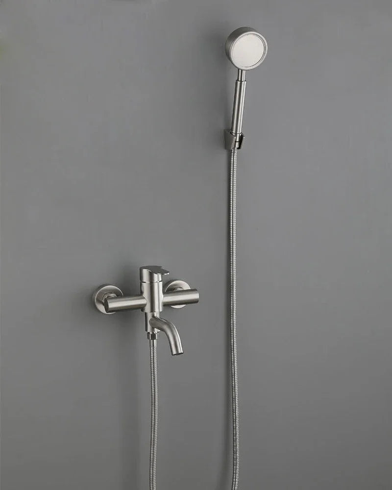 Stainless Steel Bathtub Shower Mixer Taps Faucet Shower Wall Mounted Bathroom Fixtures Ceramic Valve Core Triple Hot Cold Tap