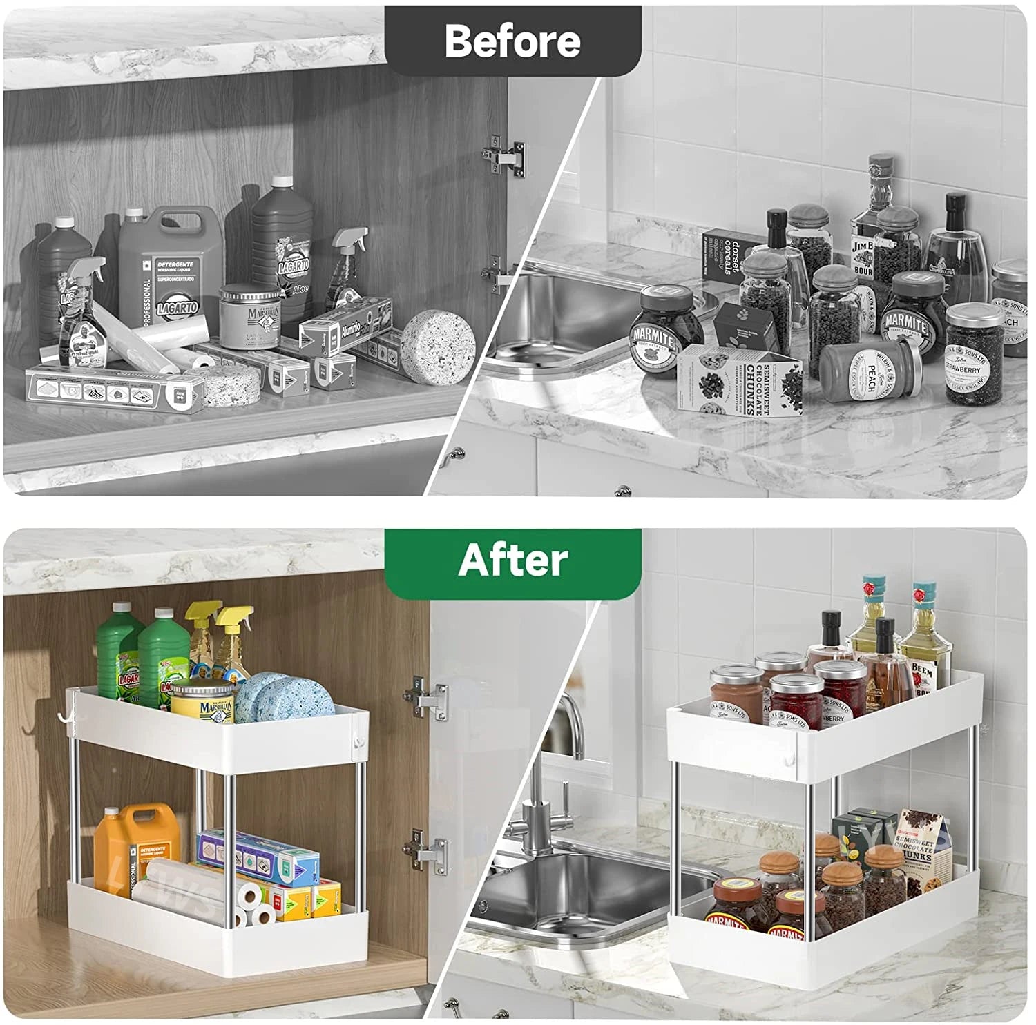 2 Tier Under Sink Organizer Drawer Organizers Storage Rack Kitchen Organizer Cabinet Organizer Storage Holder Kitchen Spice Rack