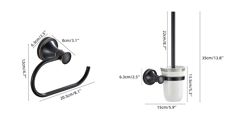 Bathroom Bath Toilet Paper Holder Robe Hook Bathroom Retractable Towel Hanging Rod Black Zinc Alloy EL852