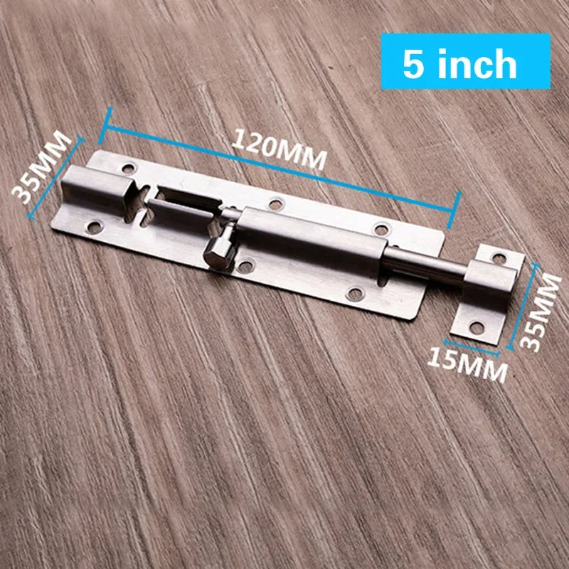 Door Security Slide Latch Lock Stainless Steel Bolt With Solid Heavy Duty Brushed Finish Door Latch Sliding Lock