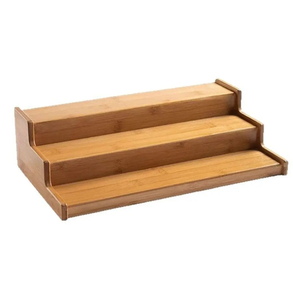 Solid Wooden 3-Tier Spice Rack Space-Saving Multi-Tier Seasoning Organizer Spice Display Durable Spice Jar Storage Set