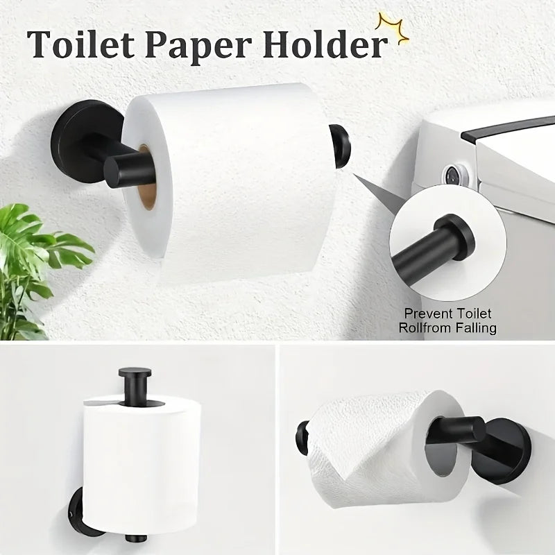 5 Piece Bathroom Hardware Set Wall-mounted Stainless Steel Towel Bar Towel Ring Toilet Paper Holder Hook Bathroom Accessories