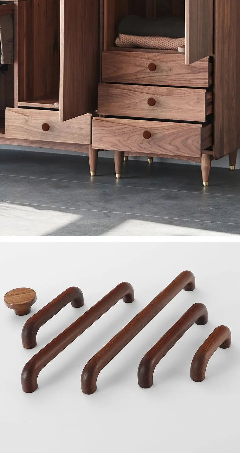 Simple Modern Wooden Cabinet Round Single-hole Handle Drawer Door Kitchen Shoe Cabinet Solid Wood Log Handle