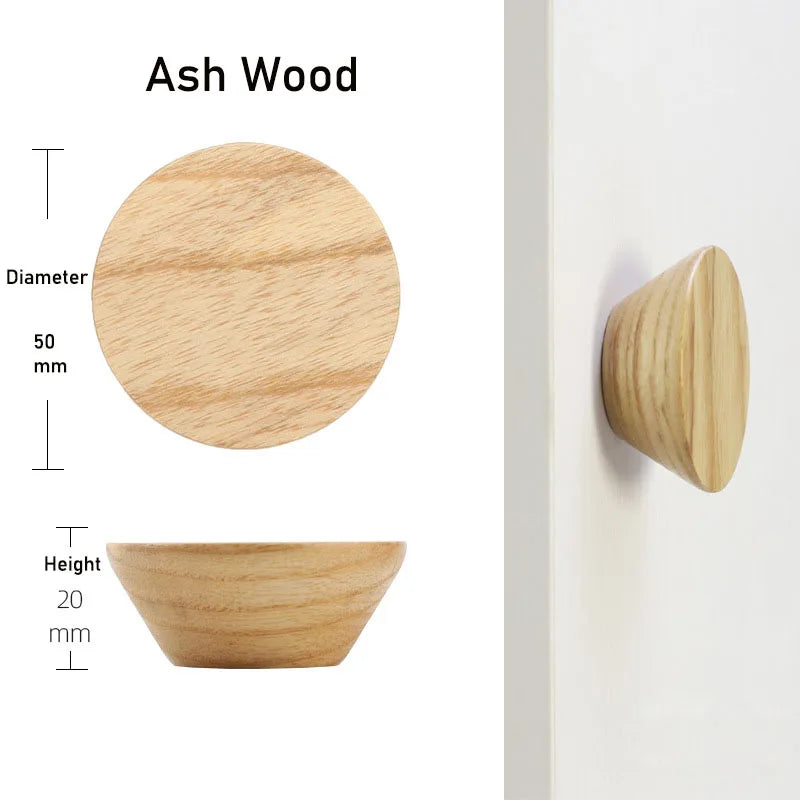 circular button handle modern cabinet handles solid wood home wardrobe drawer cabinet handle single hole wooden handle