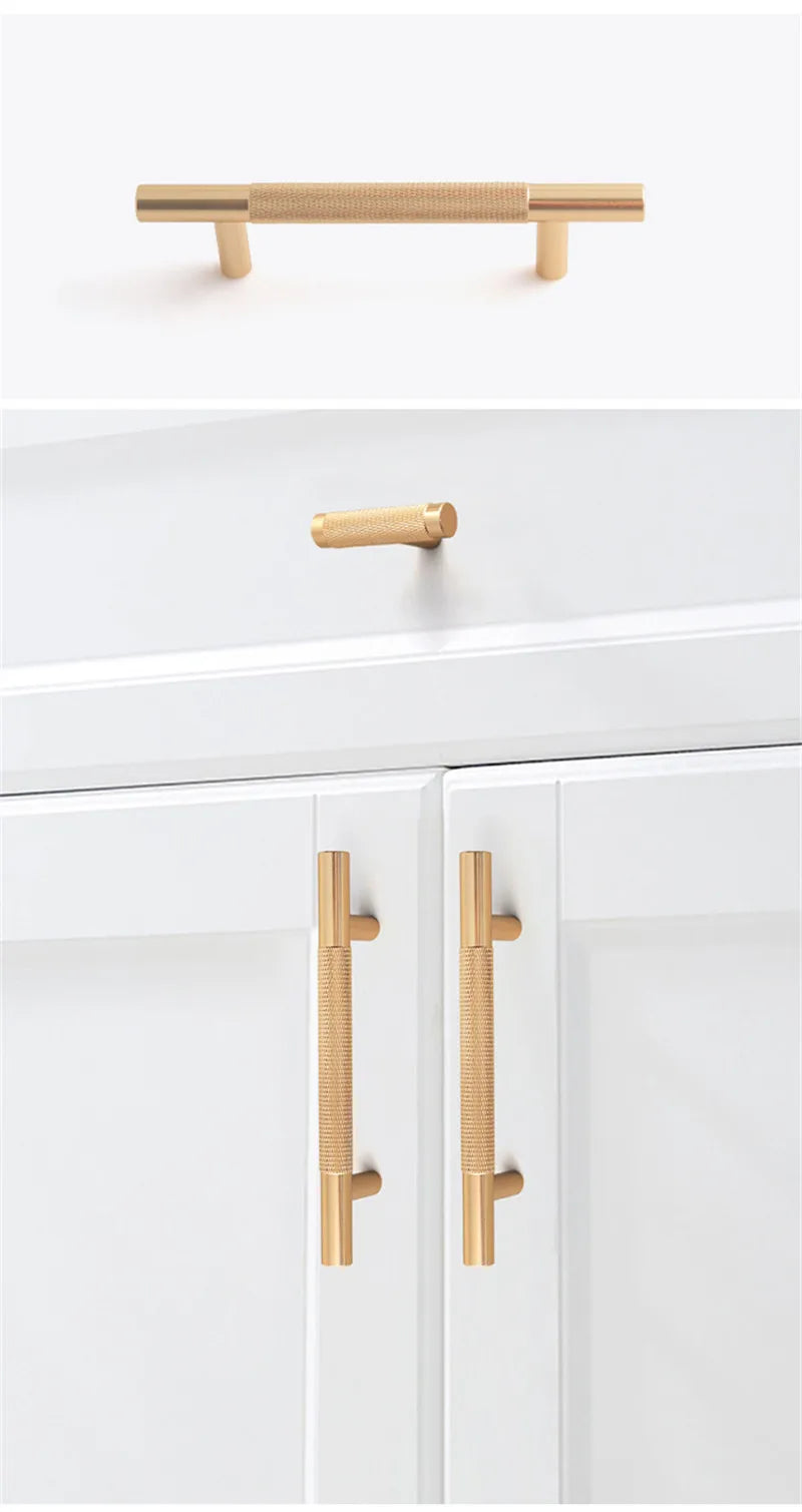 KK&FING Round Rod Knurled Carved Aluminum Alloy Furniture Door Handle Cupboard Wardrobe Door Pulls Cabinet Drawer Knobs Hardware