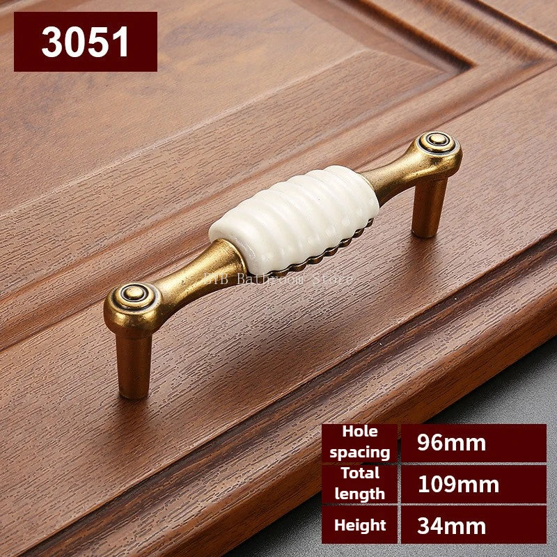Drawer Knobs Wardrobe Door Handle European Furniture Hardware Zinc Alloy Antique Bronze Ceramic White Cabinet Handles