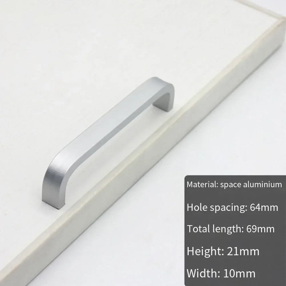 Cabinet Handles Kitchen Door Handles Drawer Knobs Space Aluminum Wardrobe Door Handles Brushed Modern Style Hardware