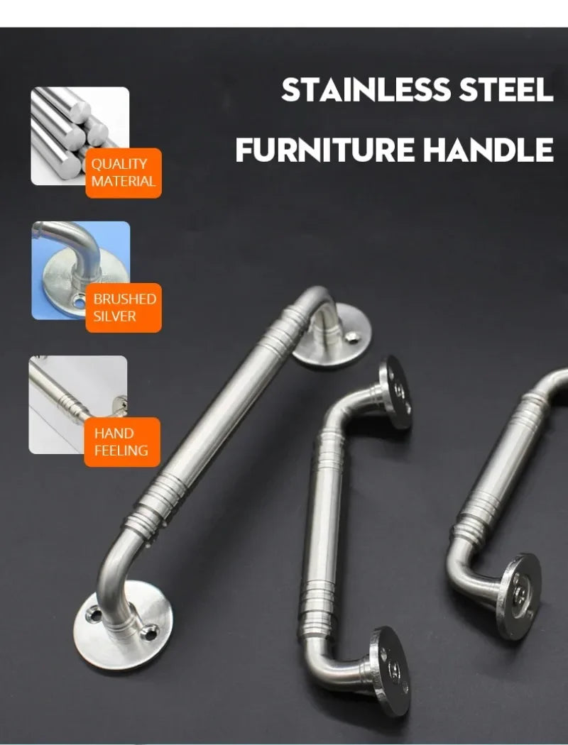 Stainless Steel Door Handles for Interior Doors Bedroom Kitchen Door Pulls Fire-proof Door Handle Cabinet Handle Hardware