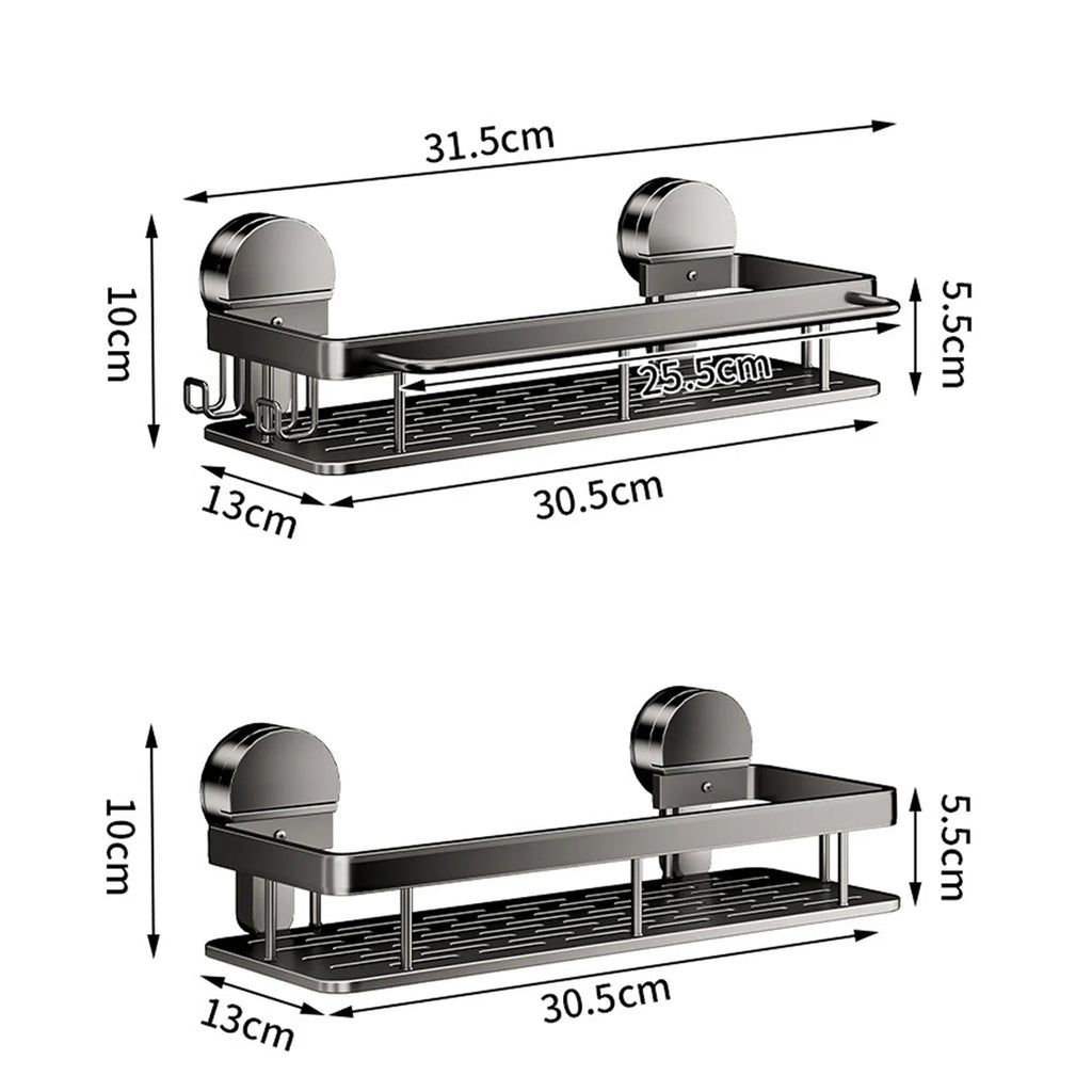 Suction Cup Bathroom Shelf No Drill Wall Mounted Shampoo Bottle Shower Rack Toilet Storage Rack Aluminum Bathroom Kitchen