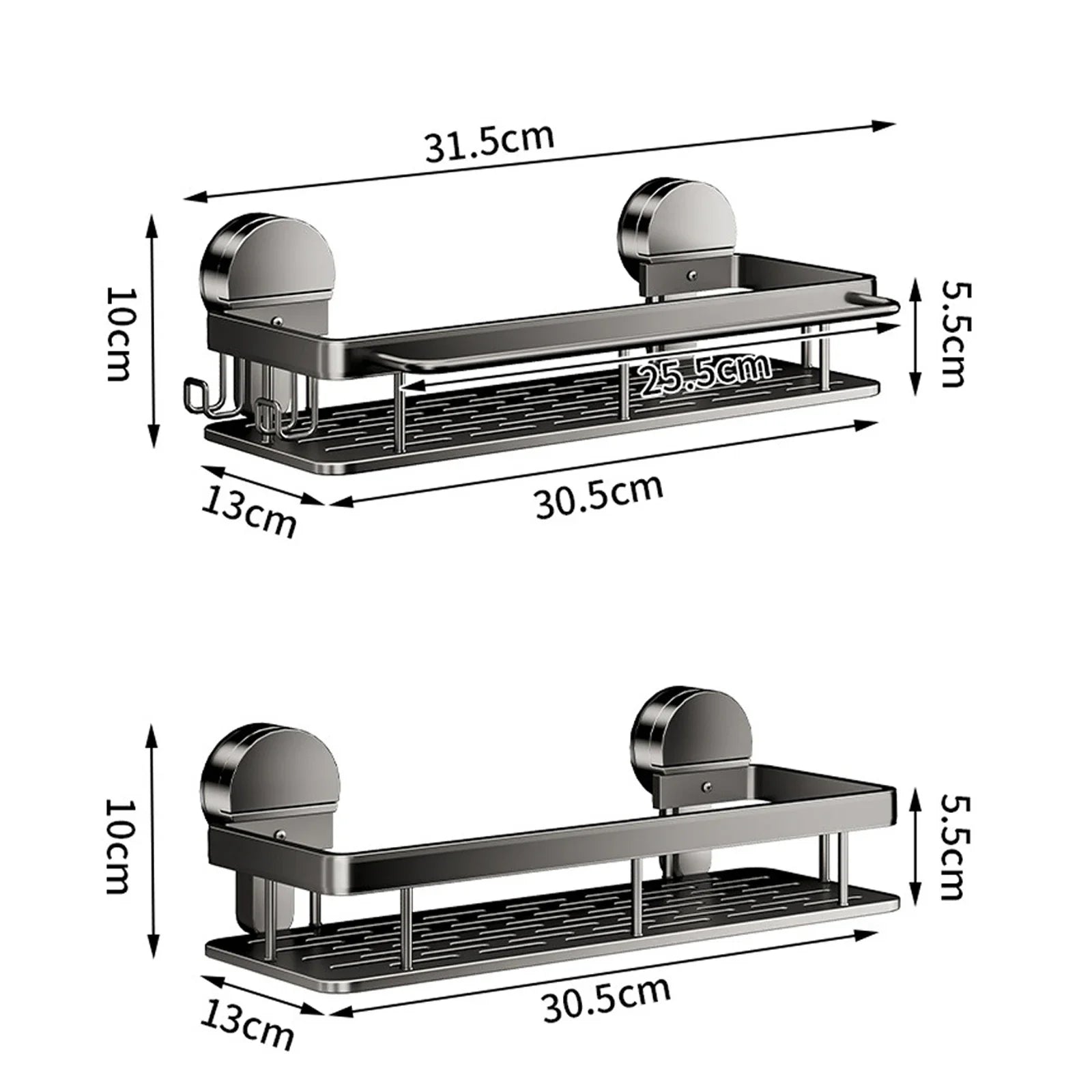 Suction Cup Bathroom Shelf No Drill Wall Mounted Shampoo Bottle Shower Rack Toilet Storage Rack Aluminum Bathroom Kitchen