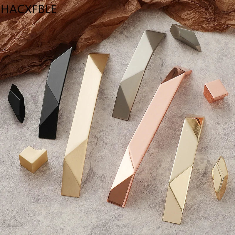Modern Simple Geometric Design Golden Cabinet Handles Gray Drawer Knobs Kitchen Cupboard Door Handles Furniture Handles Hardware