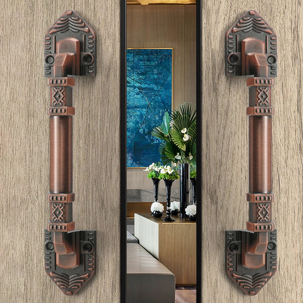 European Antique Exposed Aluminum Alloy Door Handle Push-Pull Door Handle Furniture Wood Barn Door Handle Drawer Flush Handles