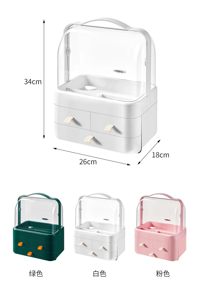 Cosmetic Organizer Countertop Organizer For Dresser With Lid And Drawer Countertop Waterproof And Dustproof Skin Care Organizer