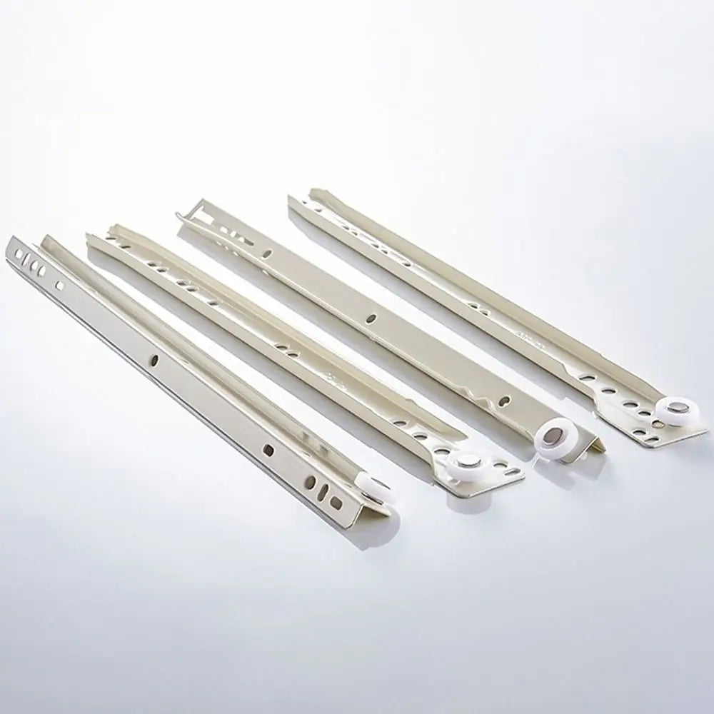 1Pair Chute Cabinets Keyboard Roller Pulley Furniture Slides Mute Two Section Drawer Track Slides Cabinet Rails