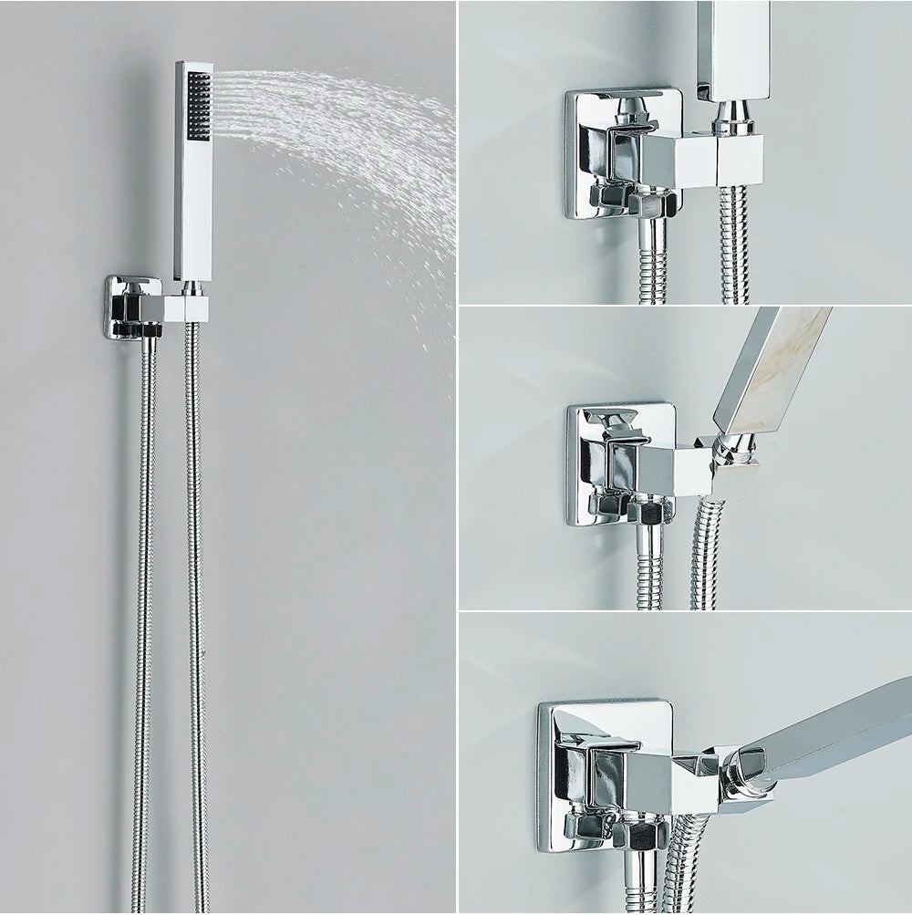 Bathroom Faucet Chrome Rain Shower Head Shower Faucet Wall Mounted Bathtub Bath Mixer Tap Beauty Bathroom Set Shower System