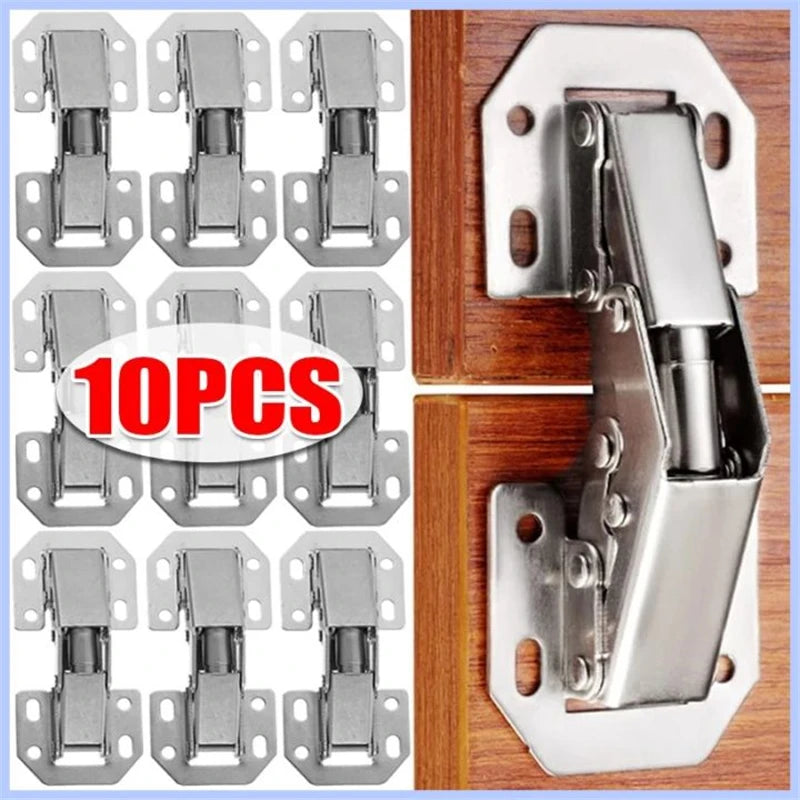 10/2PCS 90 Degree Steel Cabinet Hinges No-Drilling HoleHydraulic Buffer Hinge Kitchen Cabinet Cupboard Hinges Furniture Hardware