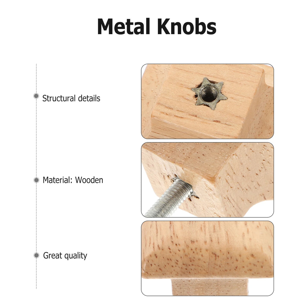 10pcs Solid Wood Cabinet Handles Wooden Pull Bar for Drawer Cabinet Knobs Household Door Handle Square Design Durable Easy