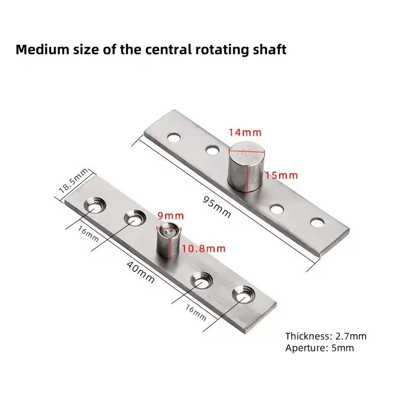 Stainless steel door rotating shaft hinge, 360° rotation, hidden rotating door hinge, furniture hardware