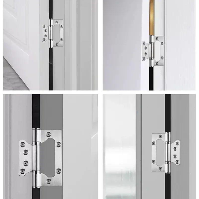 2PCS Stainless Steel Door Hinges 4 Inch Invisible Mute Thickened Bearings Hardware Hinge Accessories for Wooden Doors Window