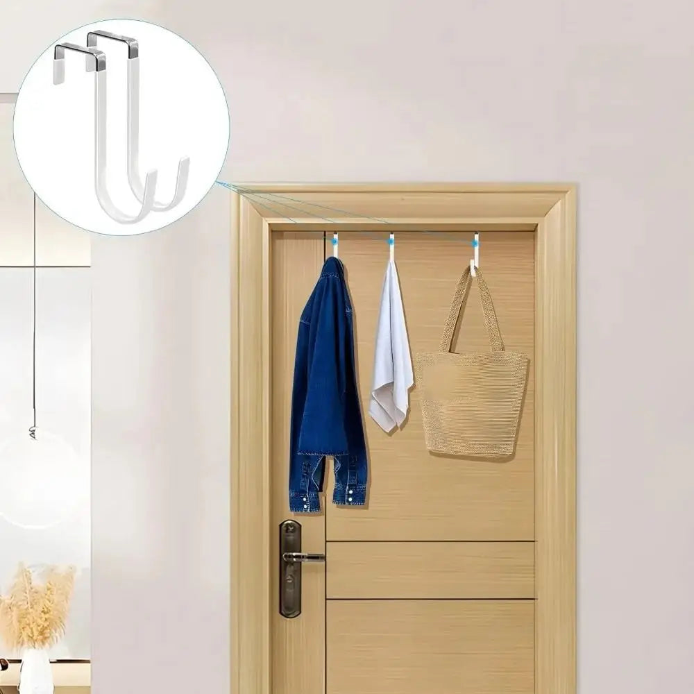 Towel Coats Hangers Nonstick Non-punching Over The Door Hooks Rubber Prevent Scratches Hanging Organizer Clothes Storage Holder